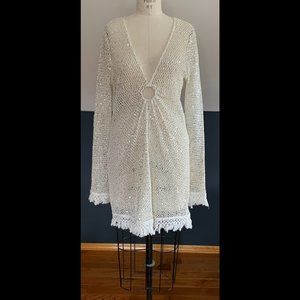 Ramy Brook Cassie Sequin Mesh Long Sleeve Cover Up